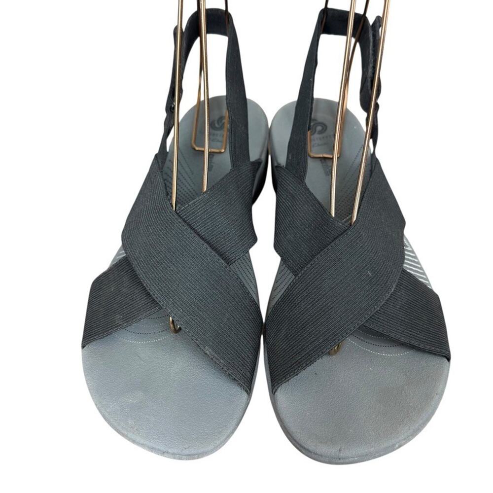 Clarks Arla Kaydin Black Slingback Wedge Sandals Wide Strap Comfort Shoes sz 10 - Picture 6 of 16